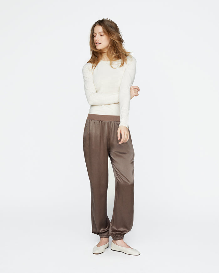Silk Charmeuse Jogger - Cedar