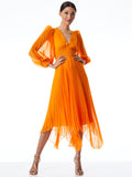 SION PLEATED MIDI DRESS