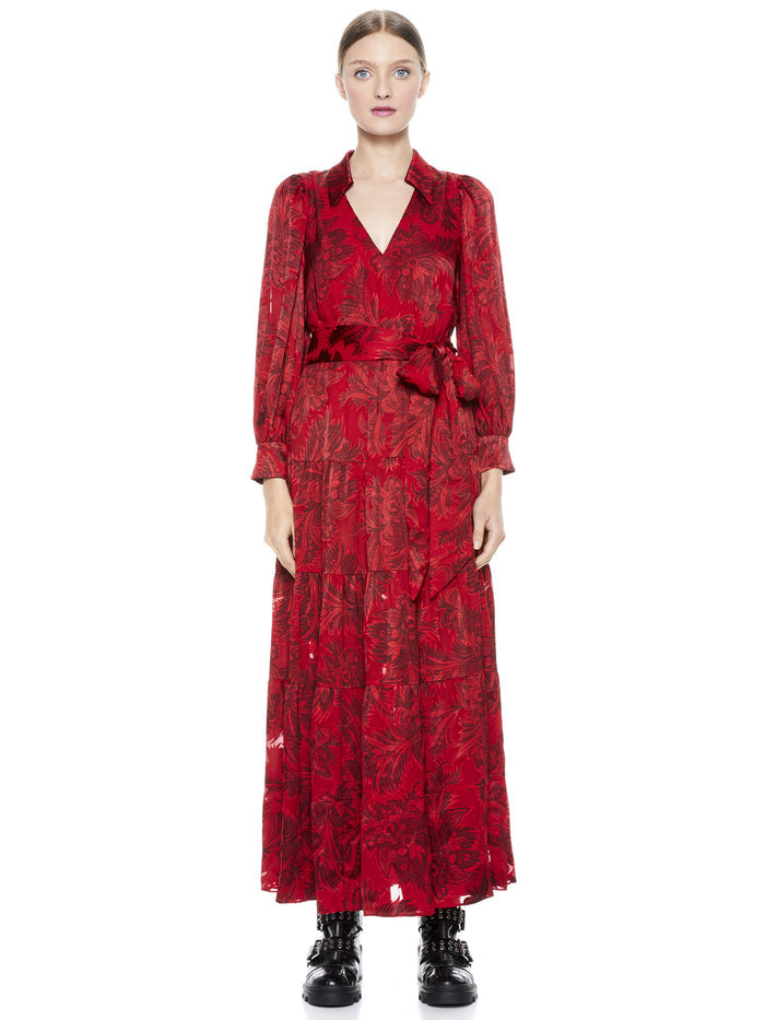 SITARA COLLARED MAXI DRESS - RUBY/MULTI