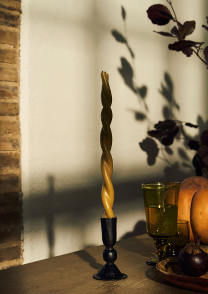 Skar Organics Beeswax Twist Dinner Candle | Natural