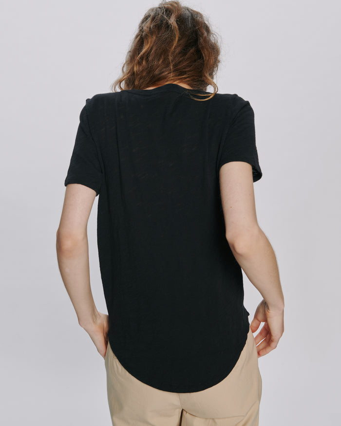 Slub Jersey Classic V-Neck Tee - Black