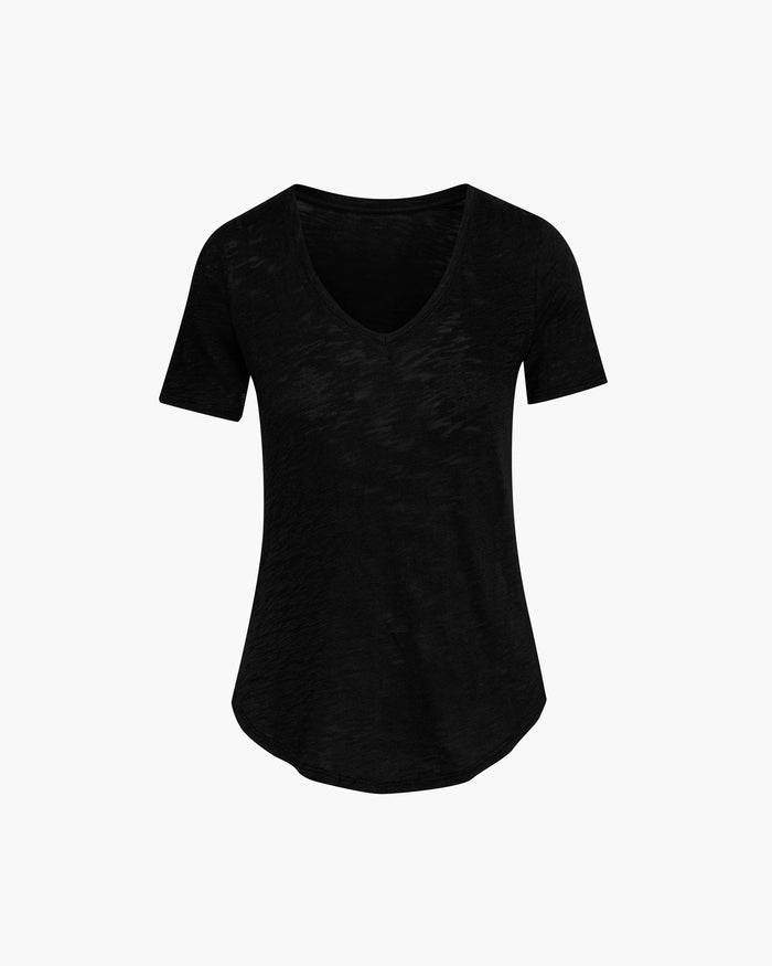 Slub Jersey Classic V-Neck Tee - Black