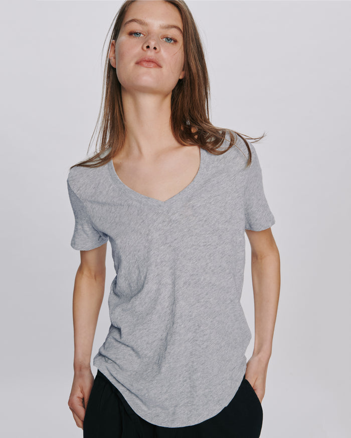 Slub Jersey Classic V-Neck Tee - Heather Grey