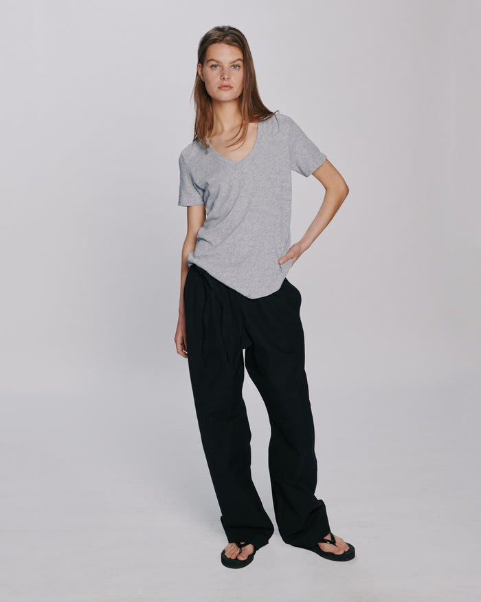 Slub Jersey Classic V-Neck Tee - Heather Grey
