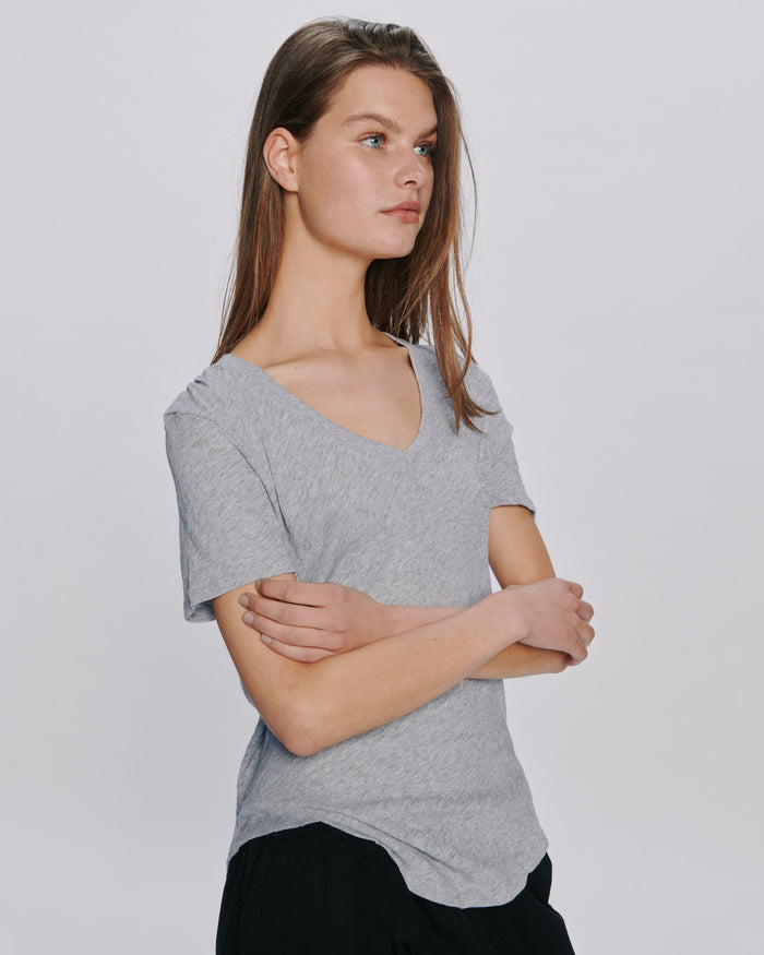Slub Jersey Classic V-Neck Tee - Heather Grey