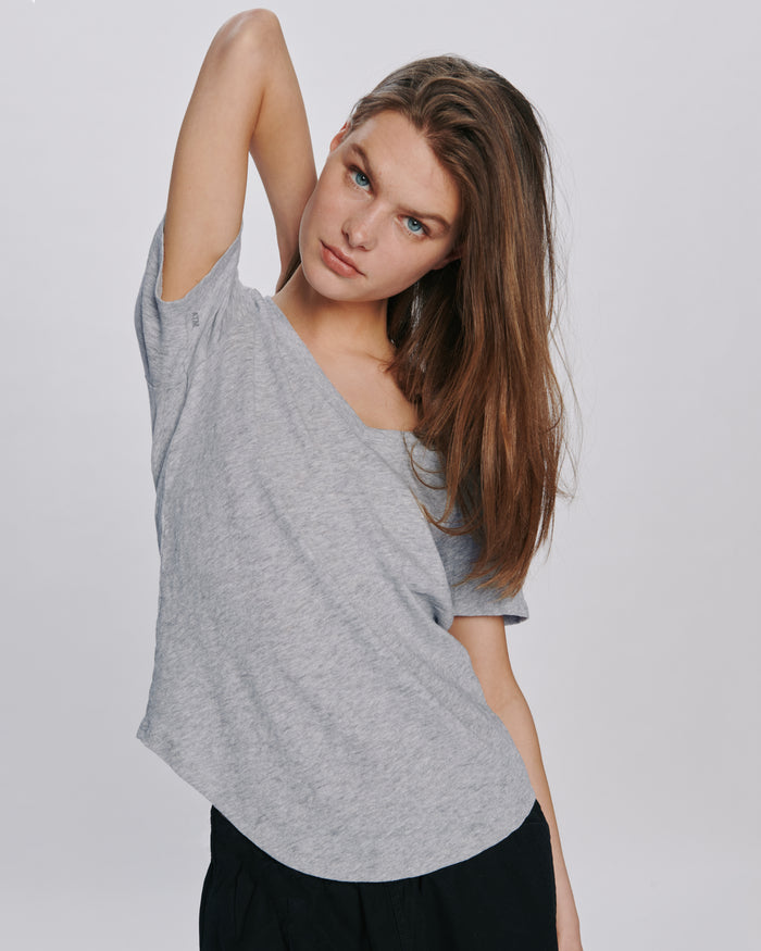 Slub Jersey Classic V-Neck Tee - Heather Grey