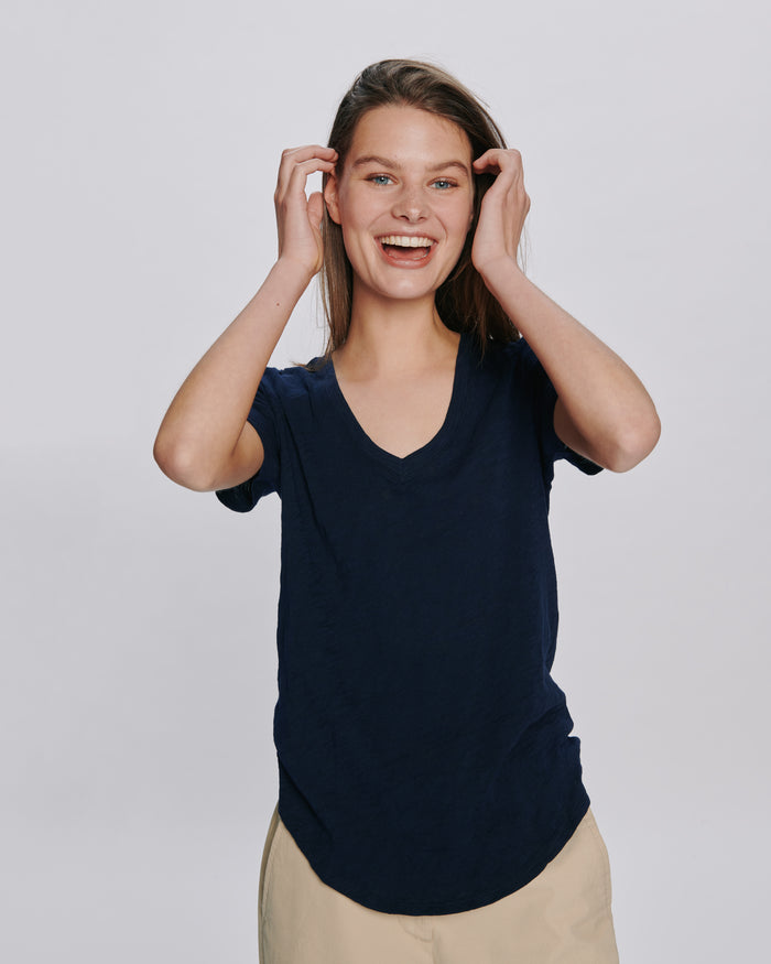Slub Jersey Classic V-Neck Tee - Midnight