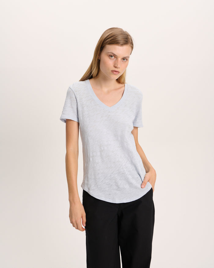 Slub Jersey Classic V-Neck Tee - Pale Blue