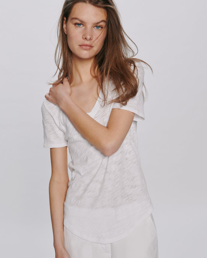 Slub Jersey Classic V-Neck Tee - White