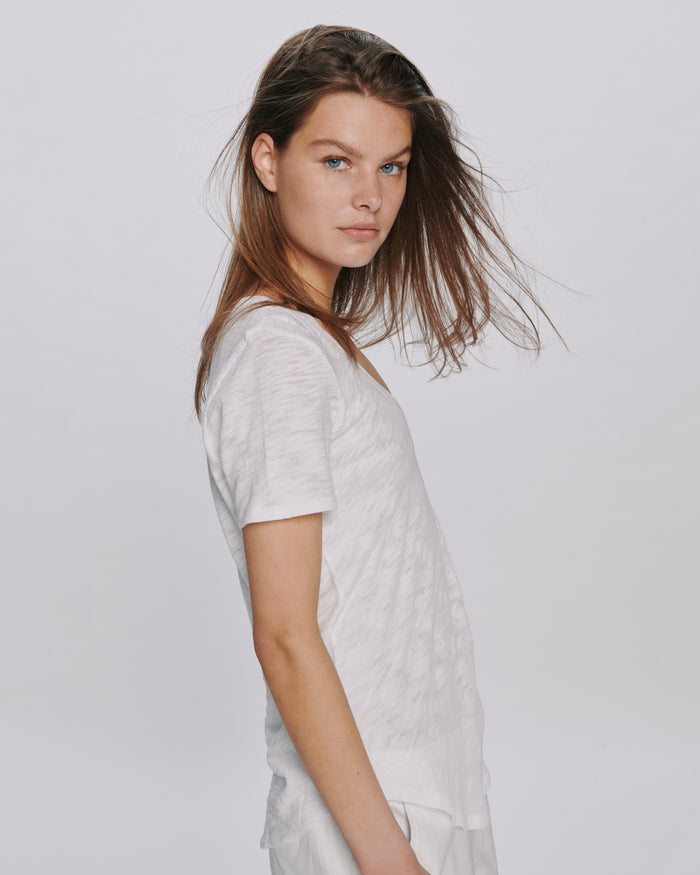 Slub Jersey Classic V-Neck Tee - White