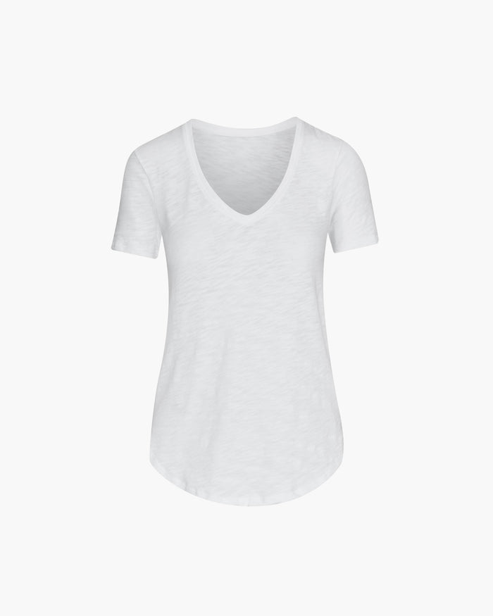 Slub Jersey Classic V-Neck Tee - White