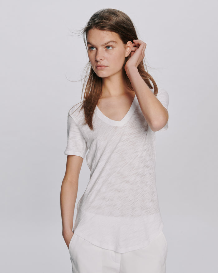 Slub Jersey Classic V-Neck Tee - White