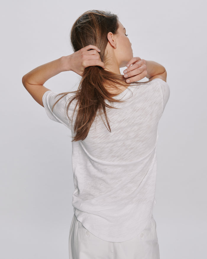 Slub Jersey Classic V-Neck Tee - White