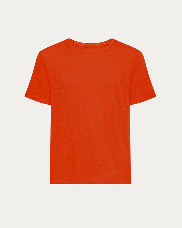 Slub Jersey Crew Neck Tee - Tomato