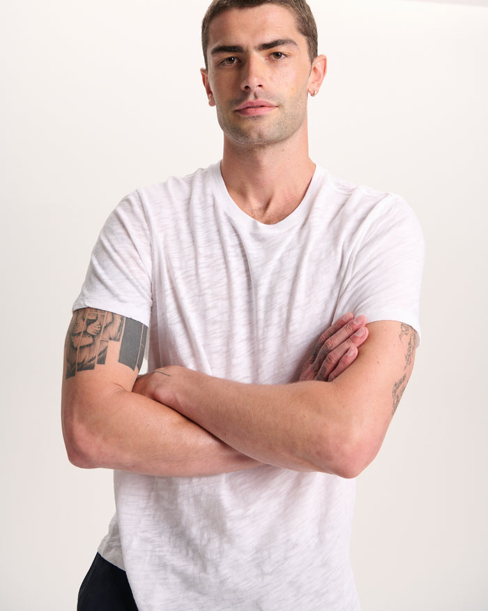 Slub Jersey Crew Neck Tee -  White