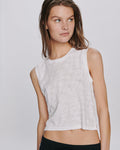 Slub Jersey Cropped Sleeveless Schoolboy Tee - White