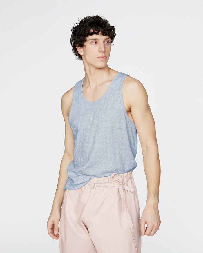 Slub Jersey Destroyed Tank - Cool Water