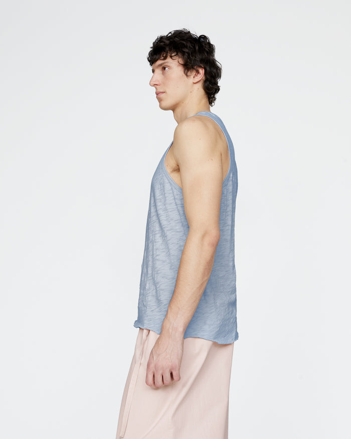 Slub Jersey Destroyed Tank - Cool Water
