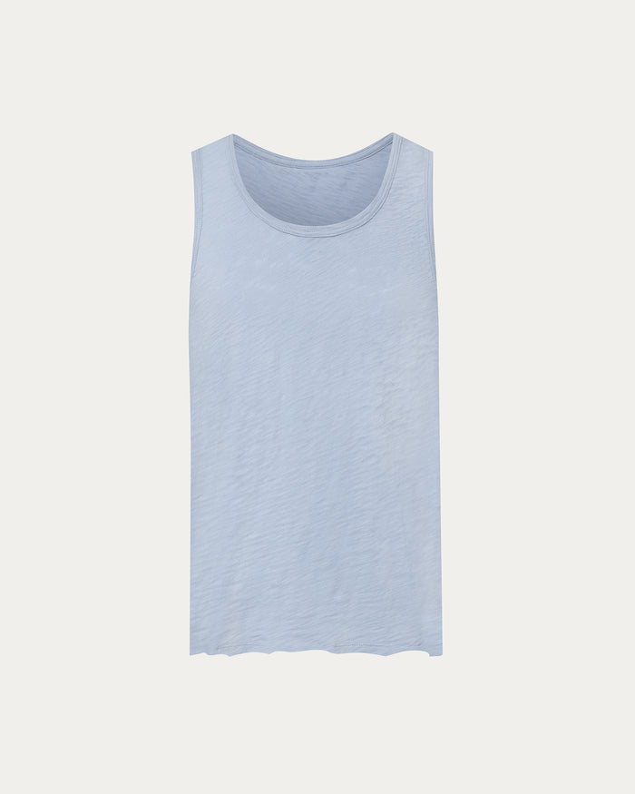 Slub Jersey Destroyed Tank - Cool Water