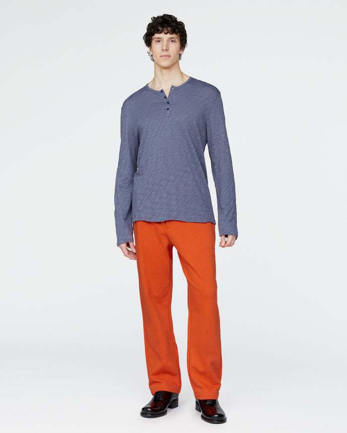 Slub Jersey Destroyed Wash Henley - Dusk Blue