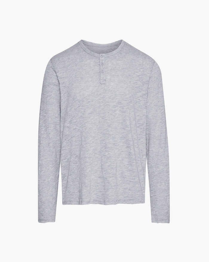 Slub Jersey Destroyed Wash Henley - Heather Grey