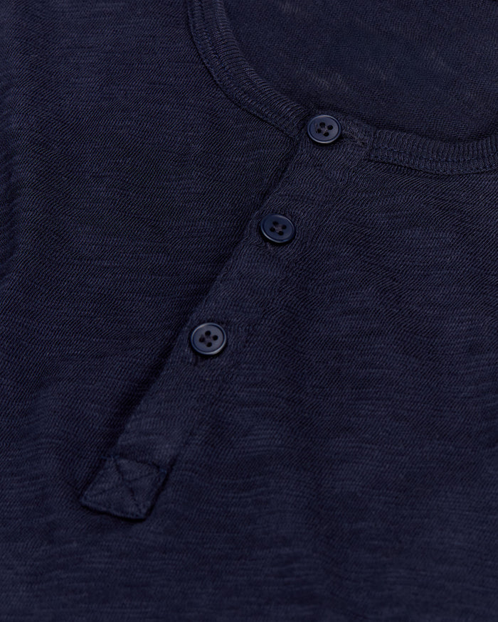 Slub Jersey Destroyed Wash Henley - Midnight