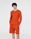 Slub Jersey Destroyed Wash Henley - Tomato
