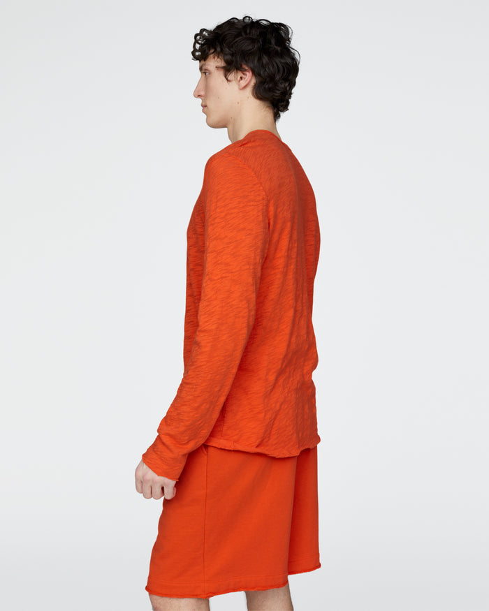 Slub Jersey Destroyed Wash Henley - Tomato