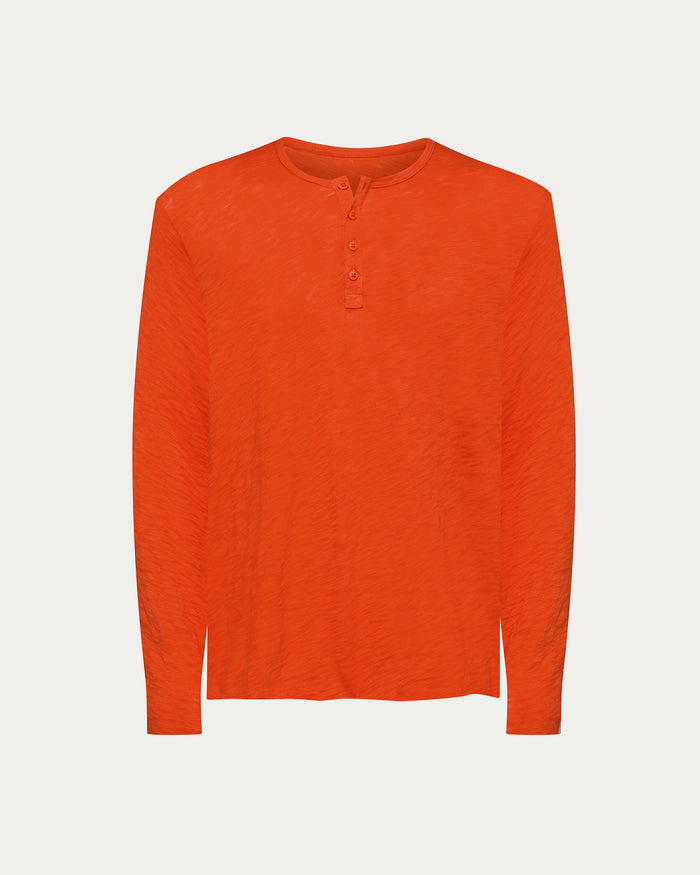 Slub Jersey Destroyed Wash Henley - Tomato