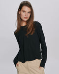 Slub Jersey Long Sleeve Destroyed Wash Crop Tee - Black