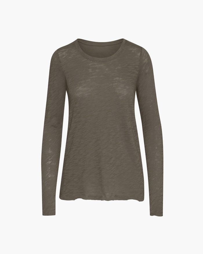 Slub Jersey Long Sleeve Destroyed Wash Tee - Army