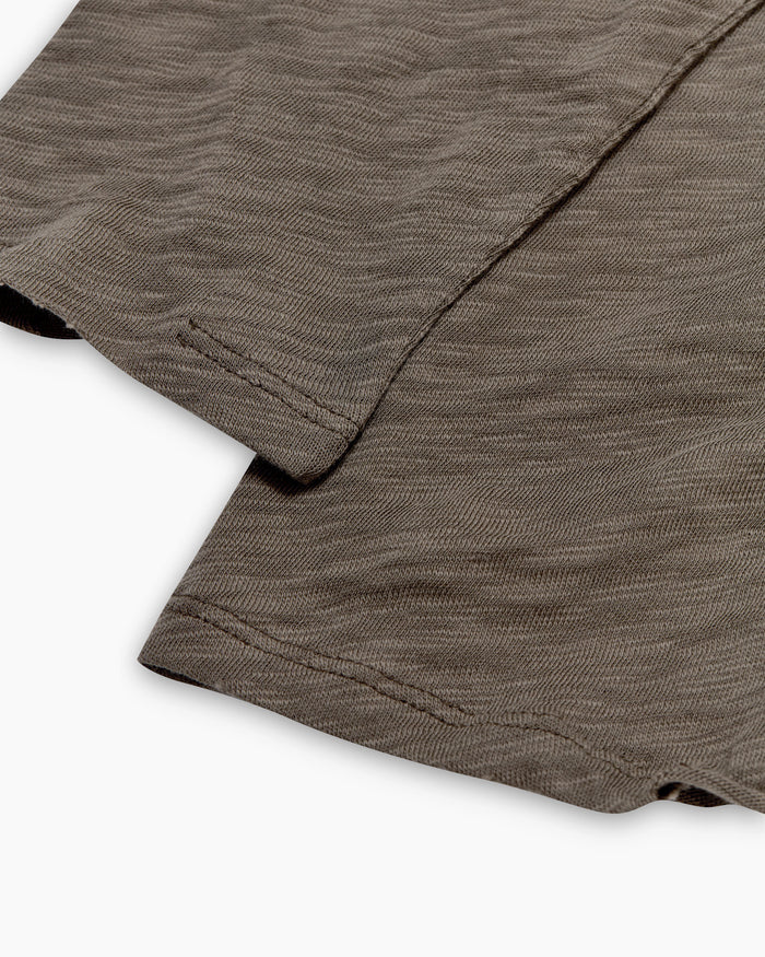 Slub Jersey Long Sleeve Destroyed Wash Tee - Army