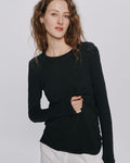 Slub Jersey Long Sleeve Destroyed Wash Tee - Black