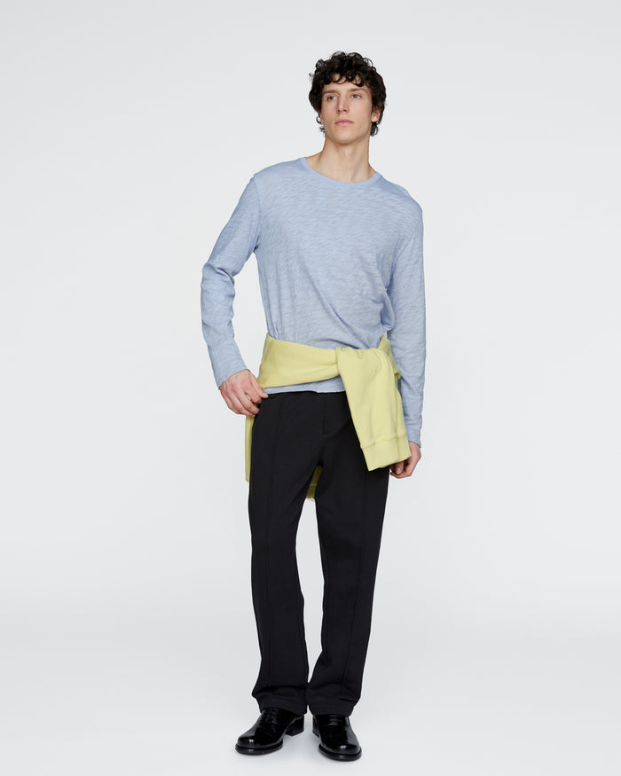 Slub Jersey Long Sleeve Destroyed Wash Tee - Cool Water