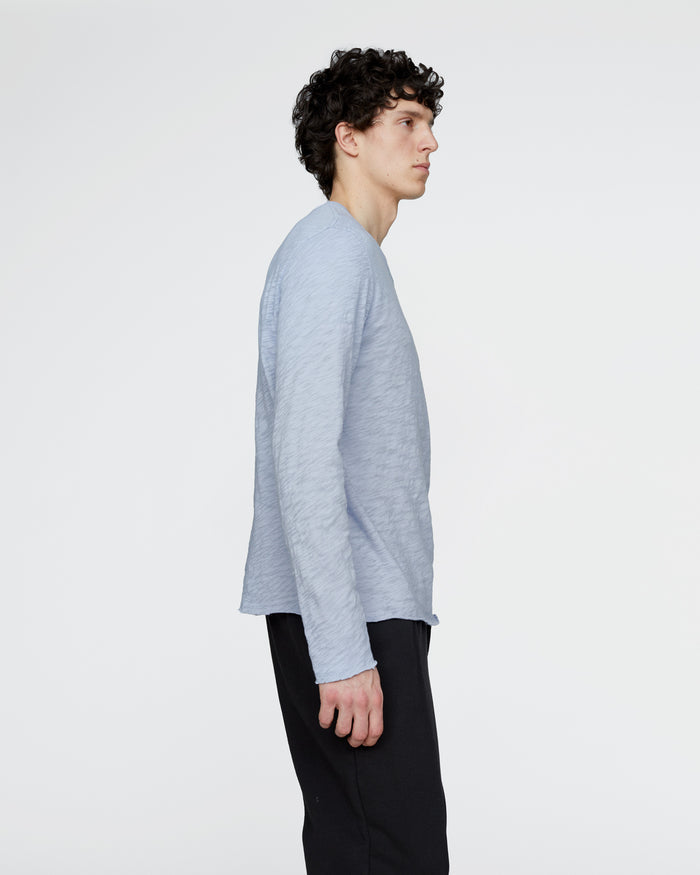 Slub Jersey Long Sleeve Destroyed Wash Tee - Cool Water