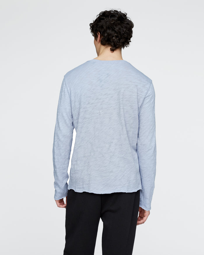 Slub Jersey Long Sleeve Destroyed Wash Tee - Cool Water