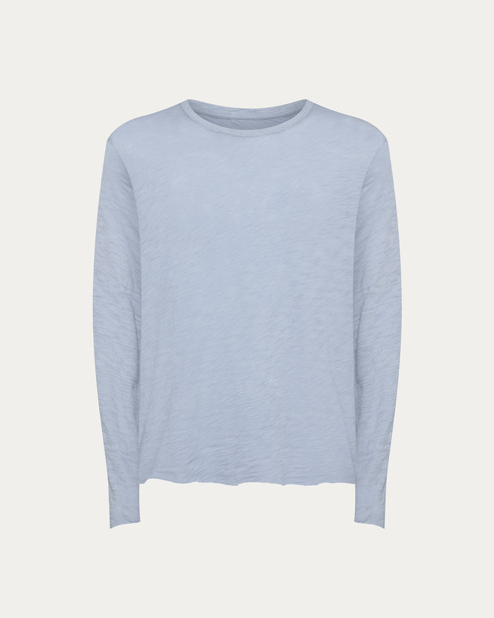 Slub Jersey Long Sleeve Destroyed Wash Tee - Cool Water