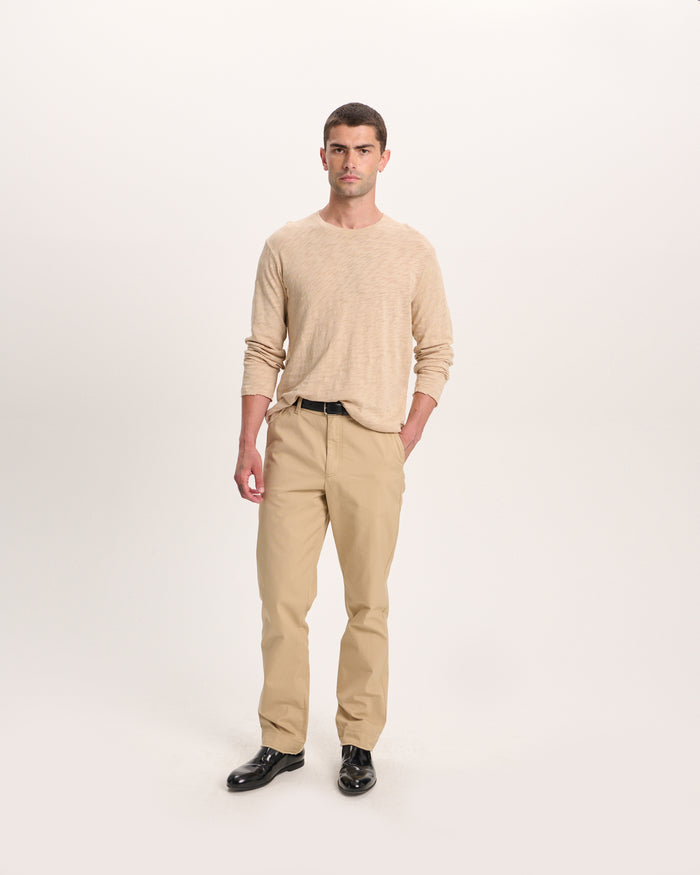 Slub Jersey Long Sleeve Destroyed Wash Tee - Dune