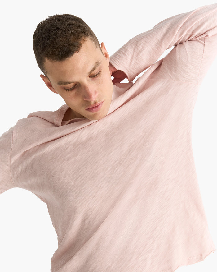 Slub Jersey Long Sleeve Destroyed Wash Tee - Faded Rose