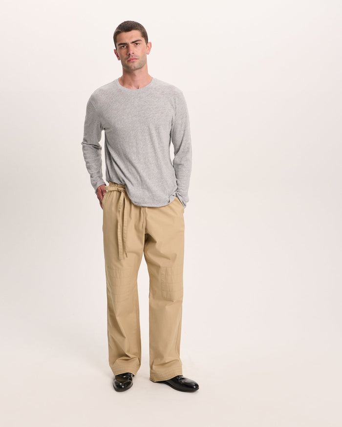 Slub Jersey Long Sleeve Destroyed Wash Tee - Heather Grey
