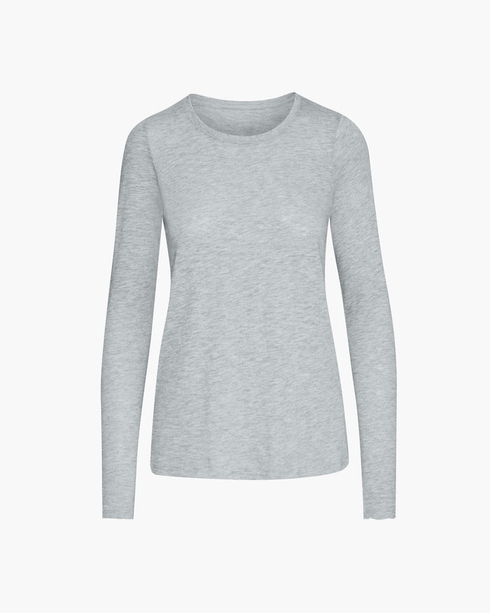 Slub Jersey Long Sleeve Destroyed Wash Tee - Heather Grey