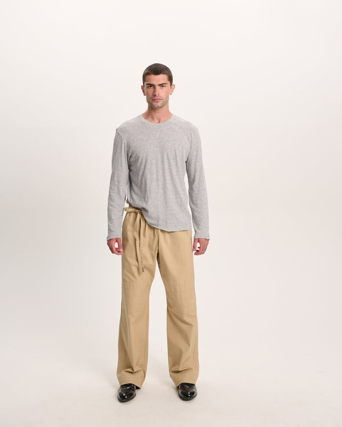 Slub Jersey Long Sleeve Destroyed Wash Tee - Heather Grey
