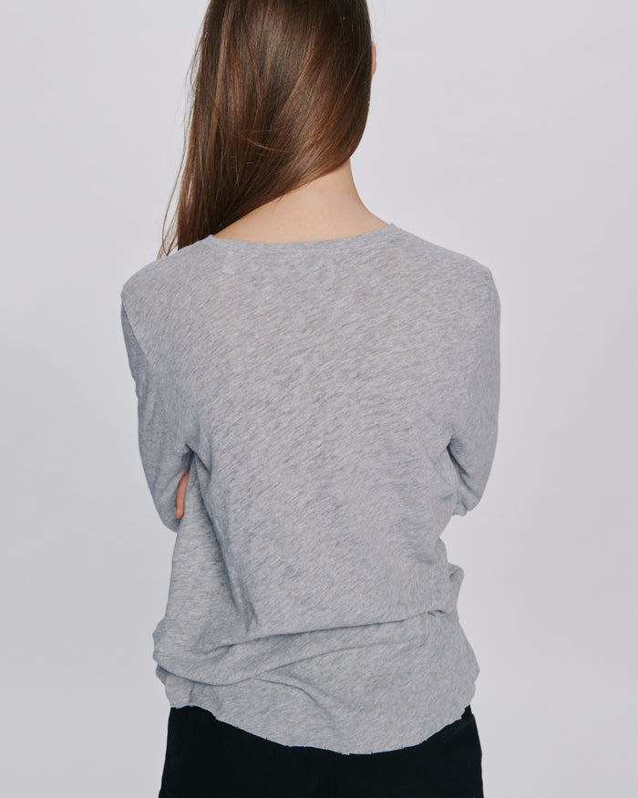 Slub Jersey Long Sleeve Destroyed Wash Tee - Heather Grey