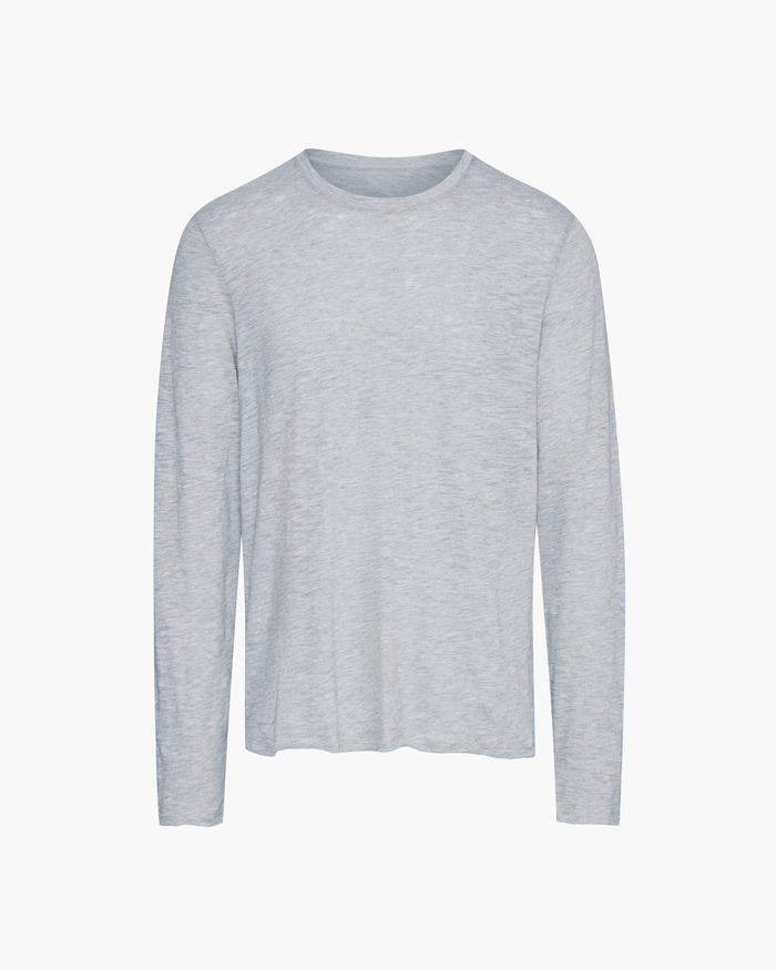 Slub Jersey Long Sleeve Destroyed Wash Tee - Heather Grey