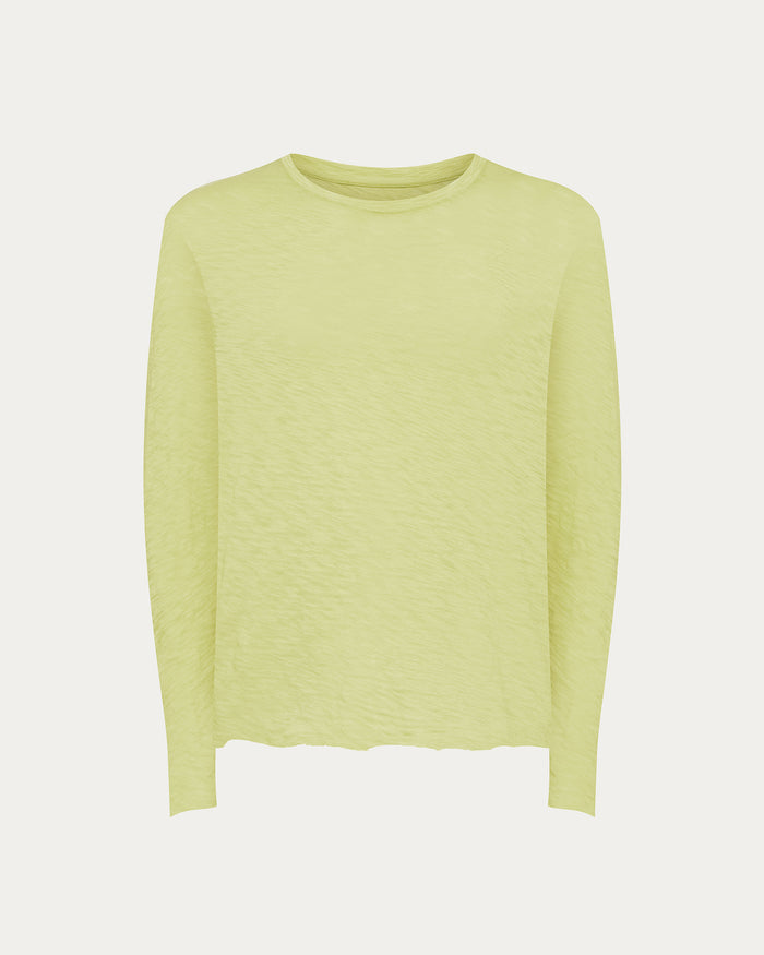 Slub Jersey Long Sleeve Destroyed Wash Tee - Mellow Yellow