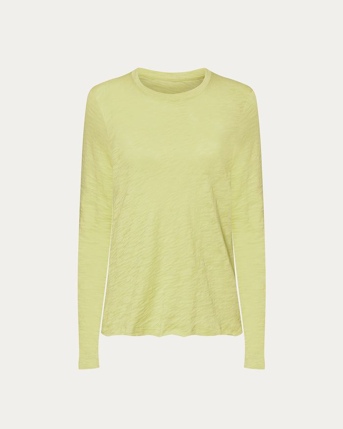 Slub Jersey Long Sleeve Destroyed Wash Tee - Mellow Yellow