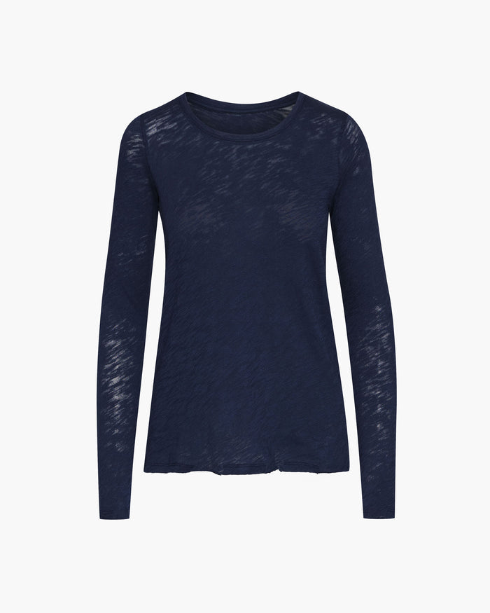 Slub Jersey Long Sleeve Destroyed Wash Tee - Midnight