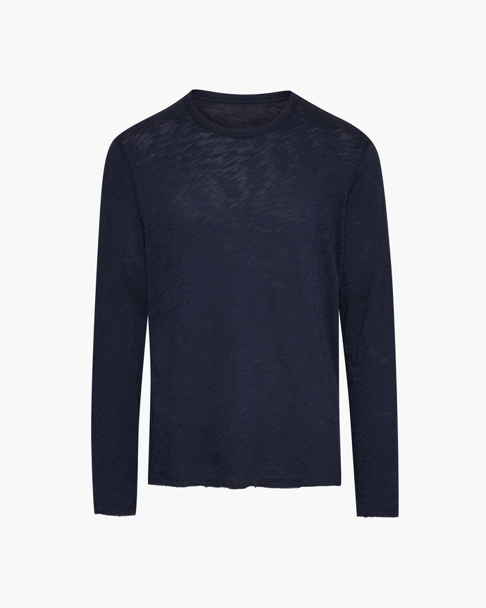 Slub Jersey Long Sleeve Destroyed Wash Tee - Midnight
