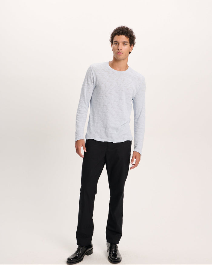 Slub Jersey Long Sleeve Destroyed Wash Tee - Pale Blue