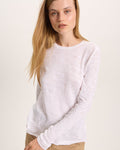 Slub Jersey Long Sleeve Destroyed Wash Tee - White
